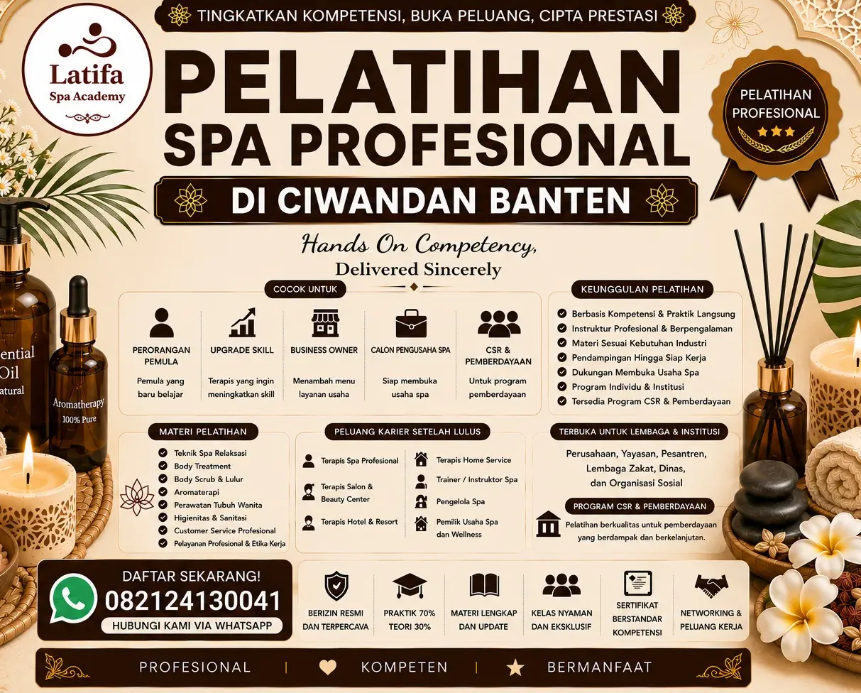 Pelatihan Spa Profesional di Ciwandan Banten 082124130041